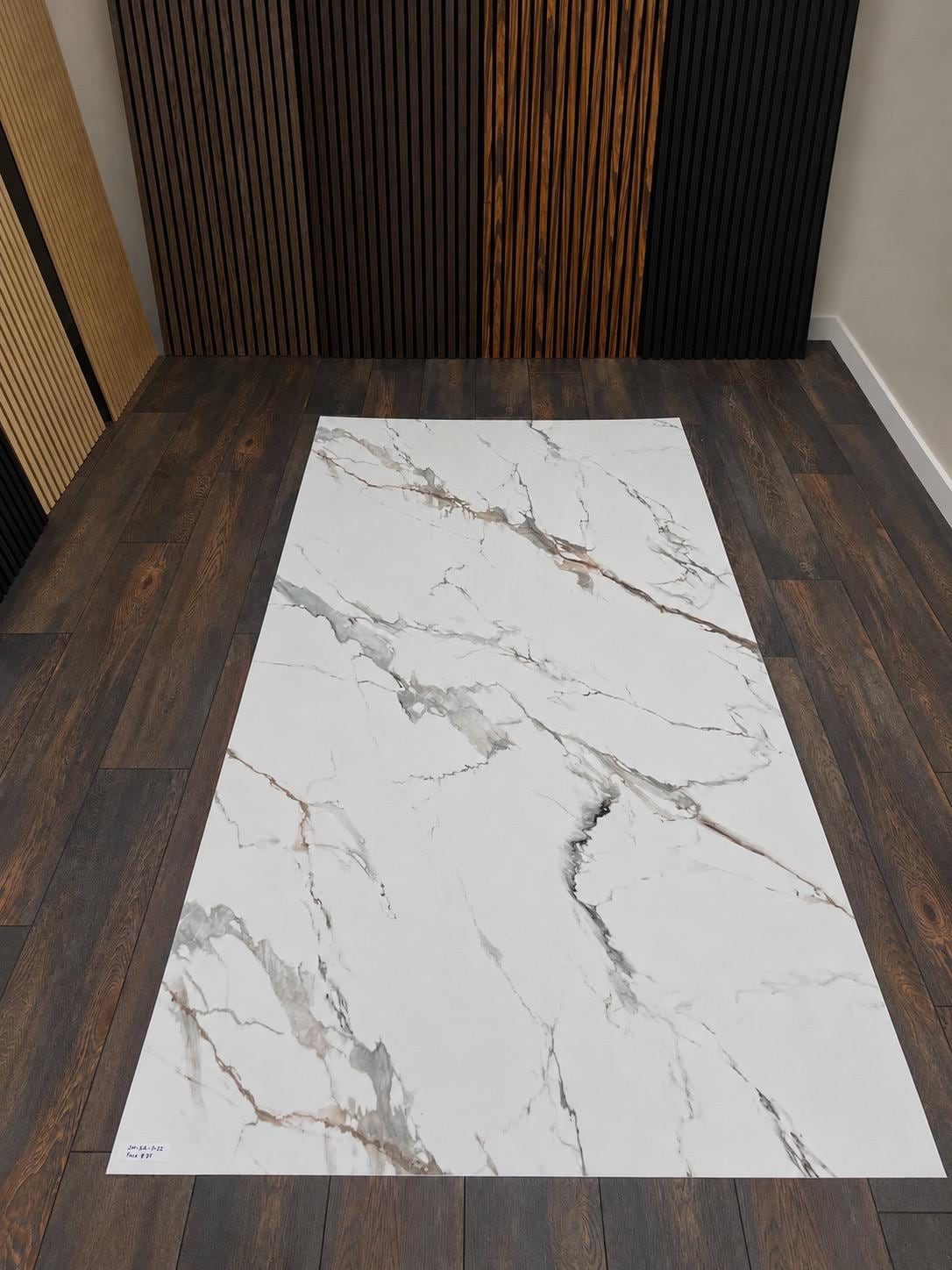 Snow Taupe Drift large-format decorative wall panel sample with white, taupe and gray tones